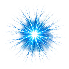 Bright Blue Electric Sparks with High-Energy Glow, PNG with Transparent Background: Perfect for Electricity, Power, Energy, Science, Technology, Lightning Effects, and Futuristic Concepts.