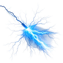 Bright Blue Electric Sparks with High-Energy Glow, PNG with Transparent Background: Perfect for Electricity, Power, Energy, Science, Technology, Lightning Effects, and Futuristic Concepts.
