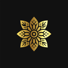 Premium Gold Flower Clipart Vector
