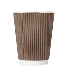 One paper cup on white background. Mockup for design