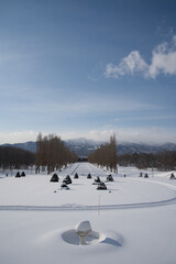札幌市手稲前田森林公園の雪が積もった冬の景色