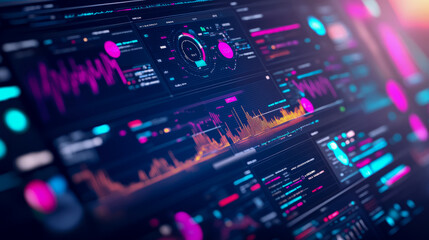 Obraz premium A vibrant futuristic data dashboard, design for ui, for print, card, poster