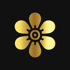 Luxury Flower Icon in Gold Silhouette
