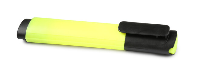One bright highlighter isolated on white. School stationery