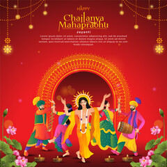 happy Chaitanya Mahaprabhu Jayanti background with elegant gradient concept