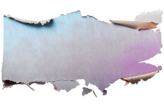 Transparent Torn Paper Strips with Ripped Edges on Transparent Background