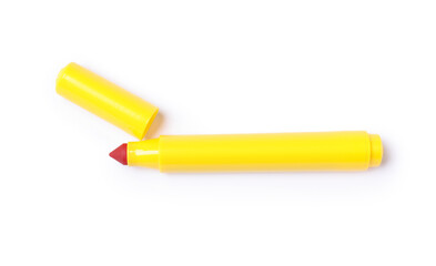 One yellow marker isolated on white, top view