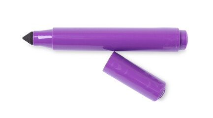 One purple marker isolated on white, top view