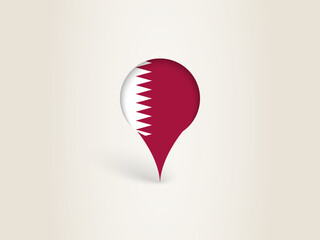 Pin Icon with Qatar National Flag.