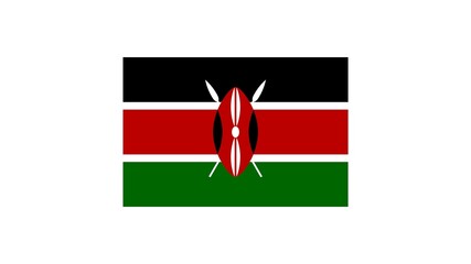 Kenya national flag isolated on white background. Republic of Kenya is a country in East Africa.