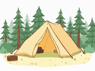 Tent in the Woods: Outdoor Adventure Vector