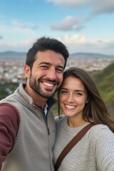 Obraz premium Pareja de enamorados haciendo selfie