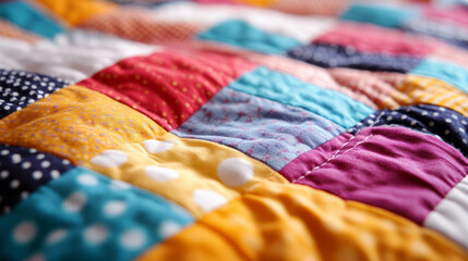 Fototapeta premium Colorful patchwork quilt texture background for crafting and design