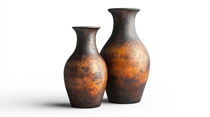 Unique rustic vase design displayed on a solid white background with ample copy space