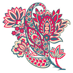 Paisley isolated. Card with paisley isolated for design. Floral vector pattern. Embroidery floral vector pattern.