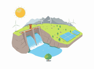 Renewable Energy Infrastructure: Hydroelectric Dams and Solar Farms