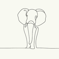Fototapeta premium Elephant line drawing, minimalist wildlife illustration