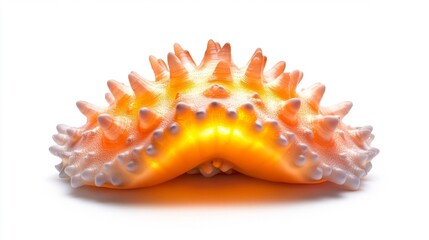Obraz premium Bright glowing sea urchin with sharp spikes isolated on white background. Generative AI