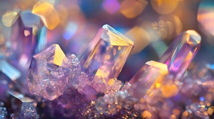 Glittering crystalline shapes and structures