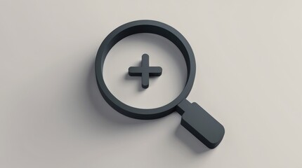 Fototapeta premium Magnifying Glass with Plus Sign: Symbolizing Search, Addition, and Enhancement for Business and