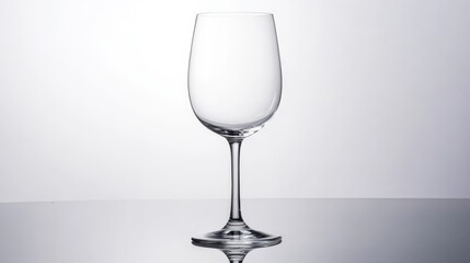 Fototapeta premium Elegant empty wine glass on a reflective surface in a minimalistic setting