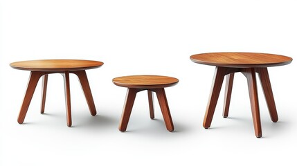 Diverse mid-century modern accent tables arranged on a white background