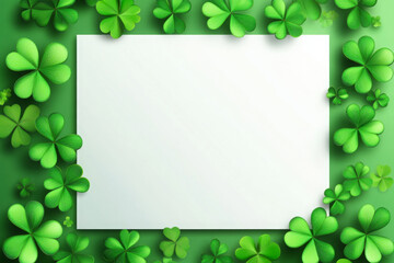 Happy Saint Patricks Day concept. St. Patrick's day symbols frame border. Greeting card, party invitation template or banner mockup. 
