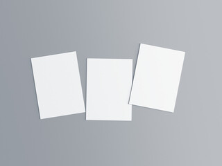 Blank White A4 Papers on Grey Background – Mockup Template