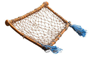 Obraz premium Handwoven Maithil Fish Net with Artistic and Symbolic Decorations Isolated on transparent background.