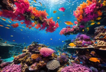 Fototapeta premium vibrant coral reef showcasing stunning diversity beauty marine life colorful underwater ecosystem, aesthetic, algae, aquatic, biodiversity, coastal, coralline