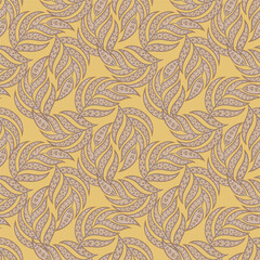 Floral seamless pattern with paisley ornament. Vector illustration in asian textile style