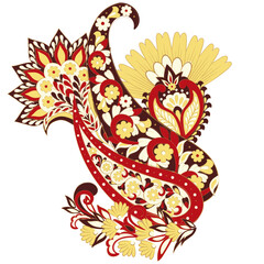 Paisley Vector Pattern. Floral Isolated Asian Illustration