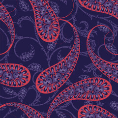 Trendy ethnic-style vector paisley pattern. Seamless Fashionable vector template for any design projects