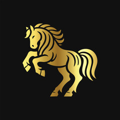 Stylish Gold Horse Symbol Vector
