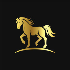 Luxury Horse Icon in Gold Silhouette
