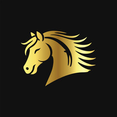 Premium Gold Horse Logo Vector
