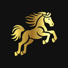 Gold Horse Icon Vector Silhouette
