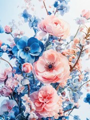 Fototapeta premium Vibrant Flower Bouquet Stylized Artwork