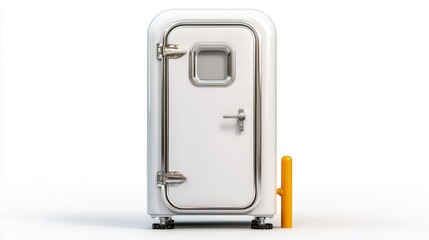 White storm shelter door with metallic details isolated on white background. Generative AI
