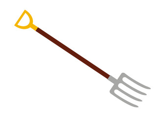 Garden fork with three prongs and a wooden handle for digging and cultivating soil