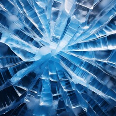 Obraz premium Fractured Glowing Blue Ice with Deep Crevices