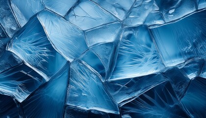 Obraz premium Fractured Glowing Blue Ice with Deep Crevices
