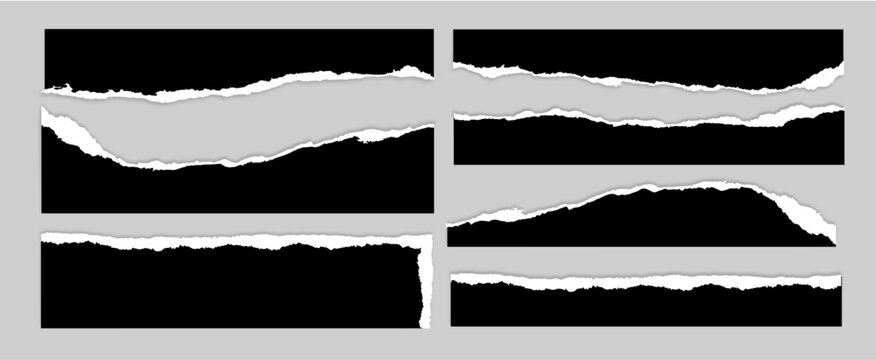 horizontal black flat rectangular ripped black pieces of paper torn