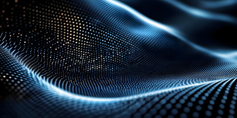 Obraz premium Dark carbon fiber texture with subtle lighting, abstract dark blue background with grid-like fiber texture and light highlights.