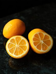 Fresh Oranges on Cutting Board