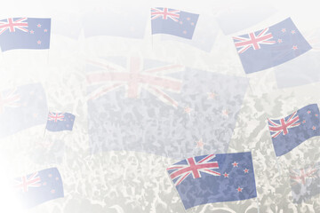 Celebratory Crowd with New Zealand Flags Background