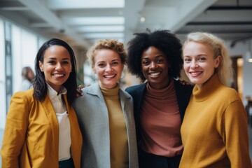 Obraz premium Group portrait of smiling businesswomen in office