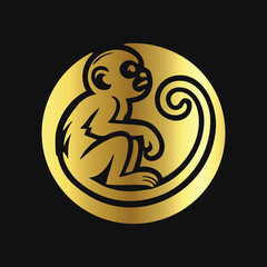 Premium Gold Monkey Logo Vector
