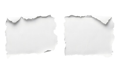 torn blank pages with uneven texture edges. set of ripped white paper sheets png isolated on transparent background. document or newspaper mockup.