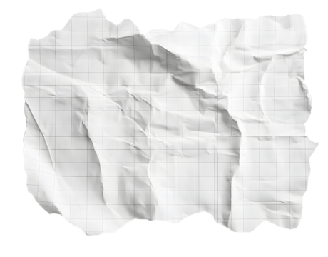 wrinkled white torn checkered paper